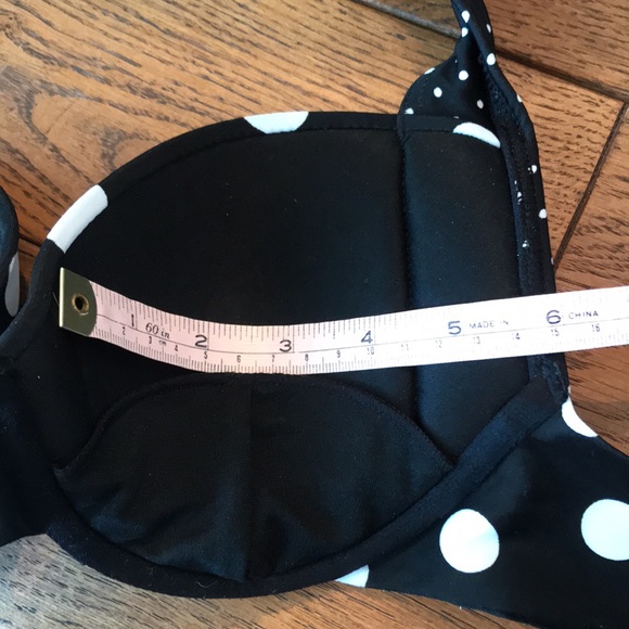Just listed❤️Black polka dot bikini top w/ red trim on band to tie around neck - Picture 6 of 6